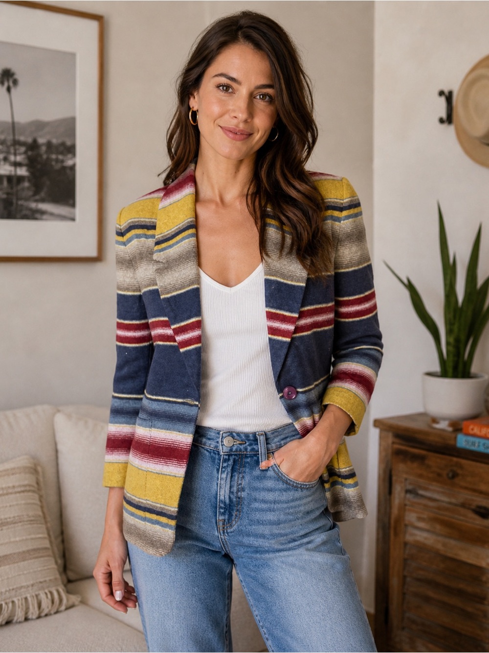 VTG Willowridge Striped Colorful Blazer Medium